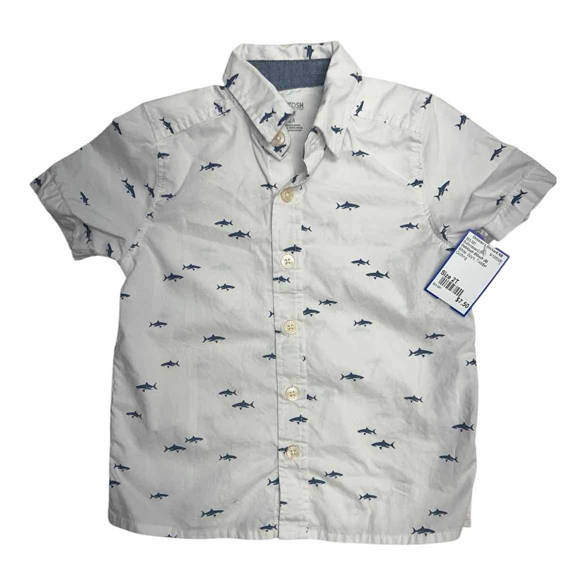 OshKosh BGosh (B) White Toddler Size 2T Boy's ButtondownSS