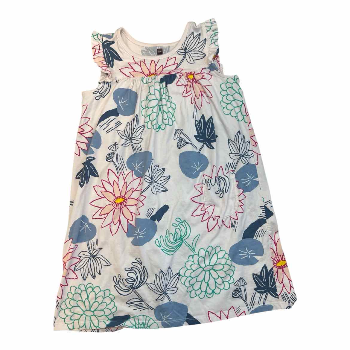 Tea Collection (A) White Print Youth Size 10 Girl's CasualDress