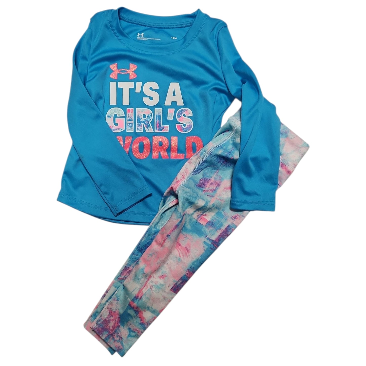 Under Armour (B) Blue Infant Size 12 MO 2PC Athletic Pant Suit