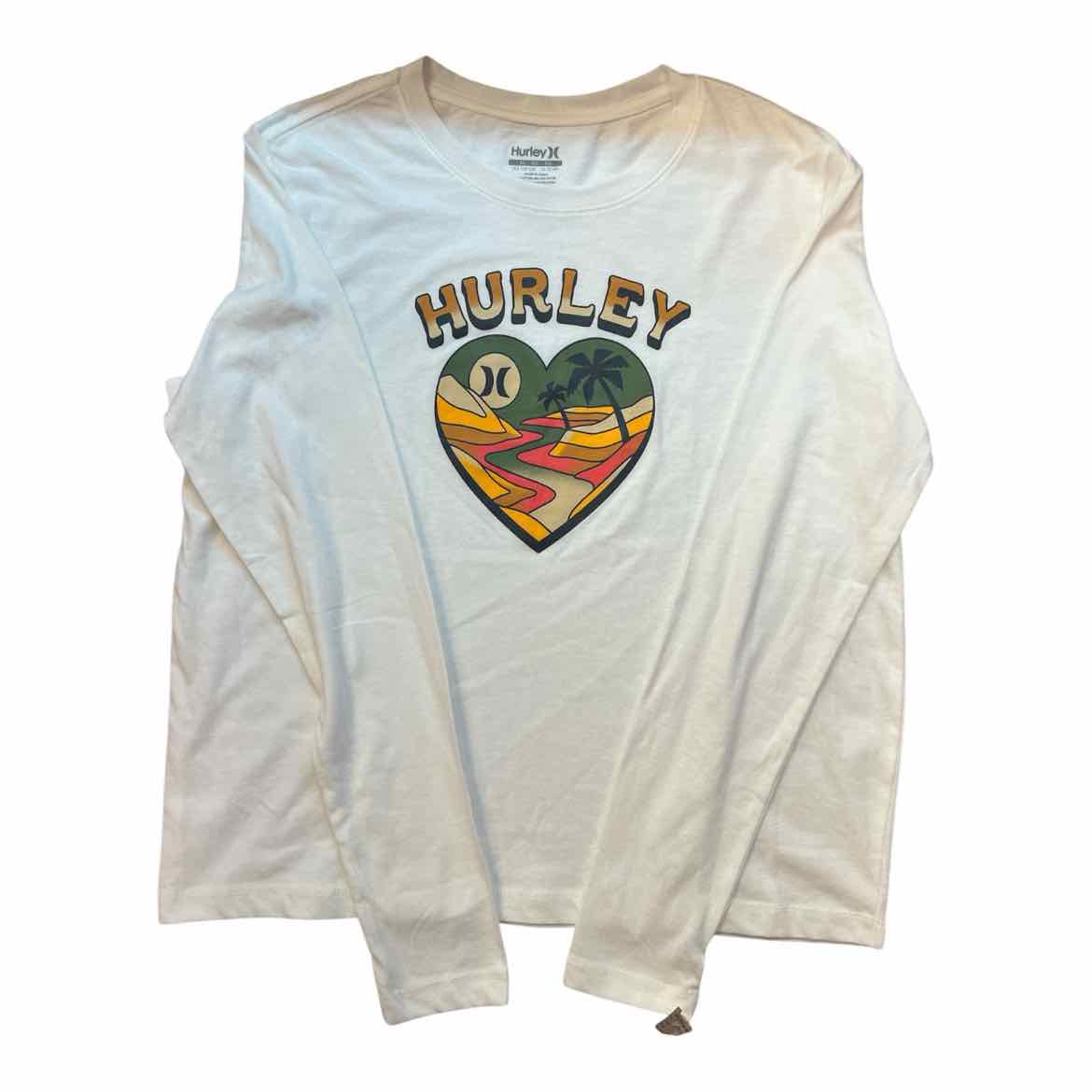 Hurley (B) White Youth Size 14 Girl's LSTopBasic