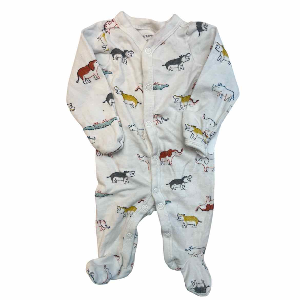 Carters (C) White Print Infant Size NB Boy's 1PCSleepwear