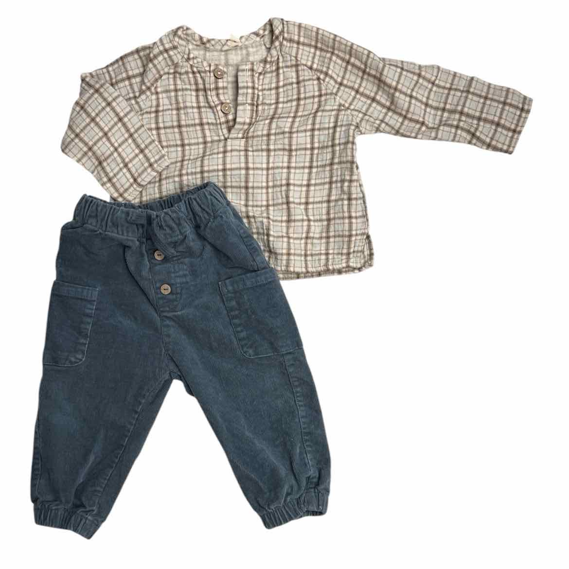Quincy Mae Plaid Infant Size 6-12 MO Boy's 2PC Casual