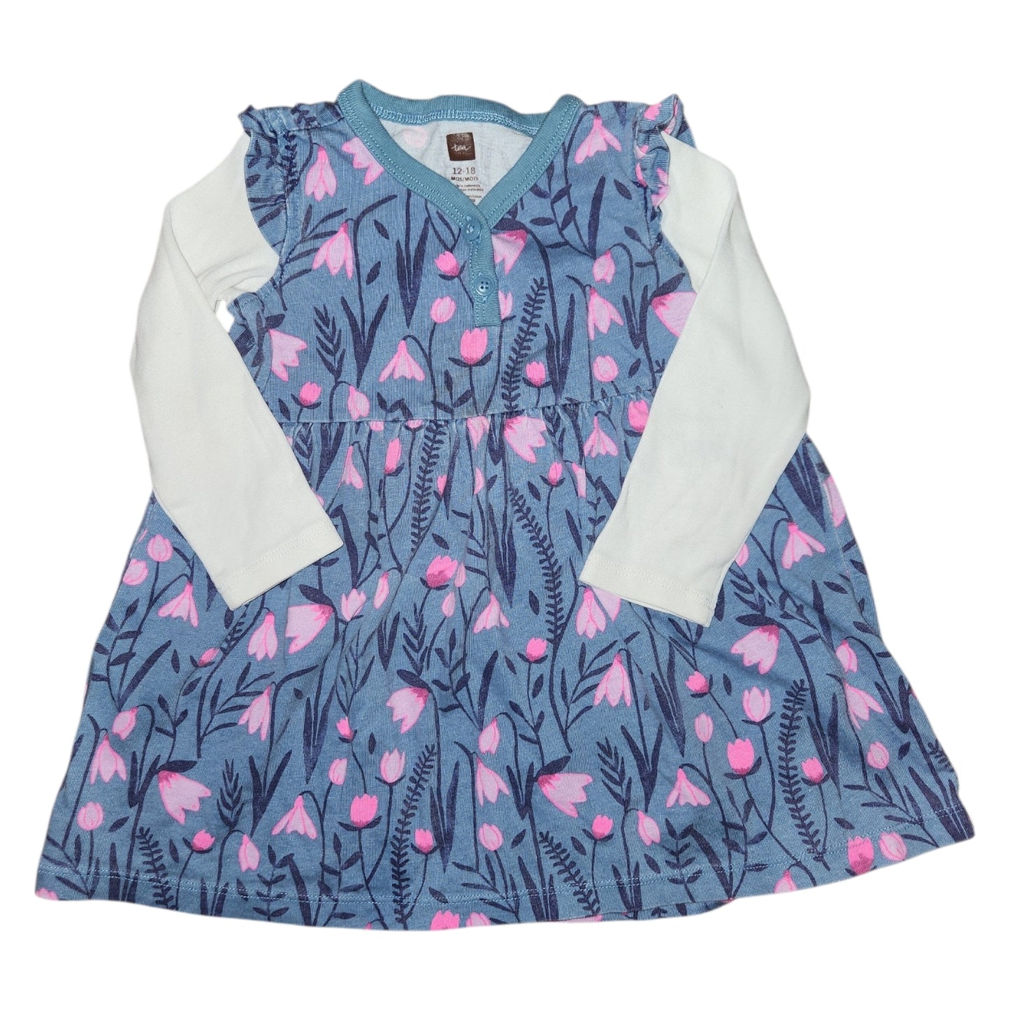 Tea Collection (A) Blue Infant Size 12-18 MO Girl's LSTop