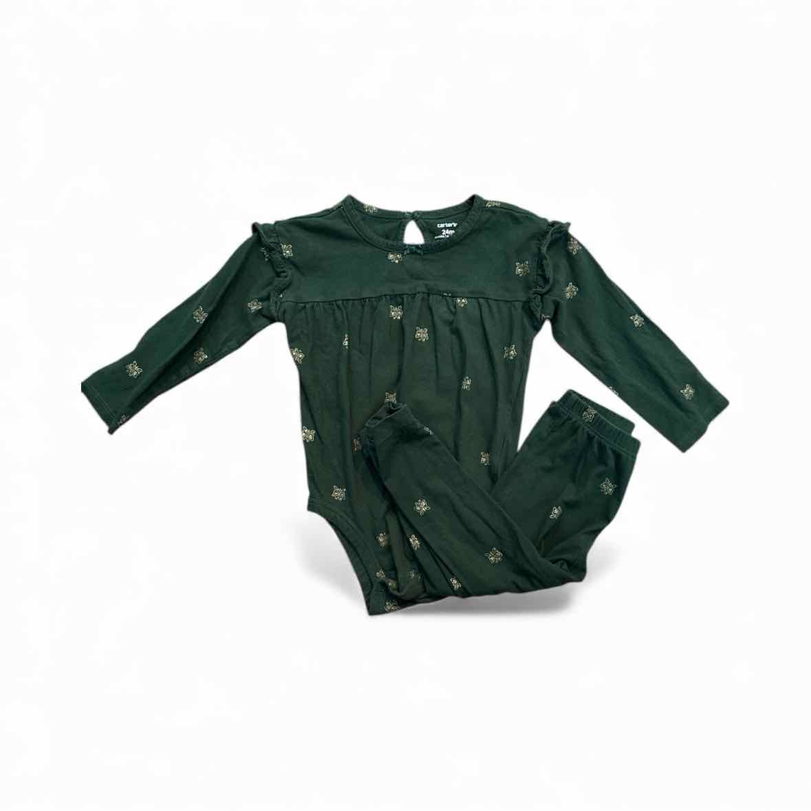 Carters (C) Green Infant Size 24 MO 2PC Casual