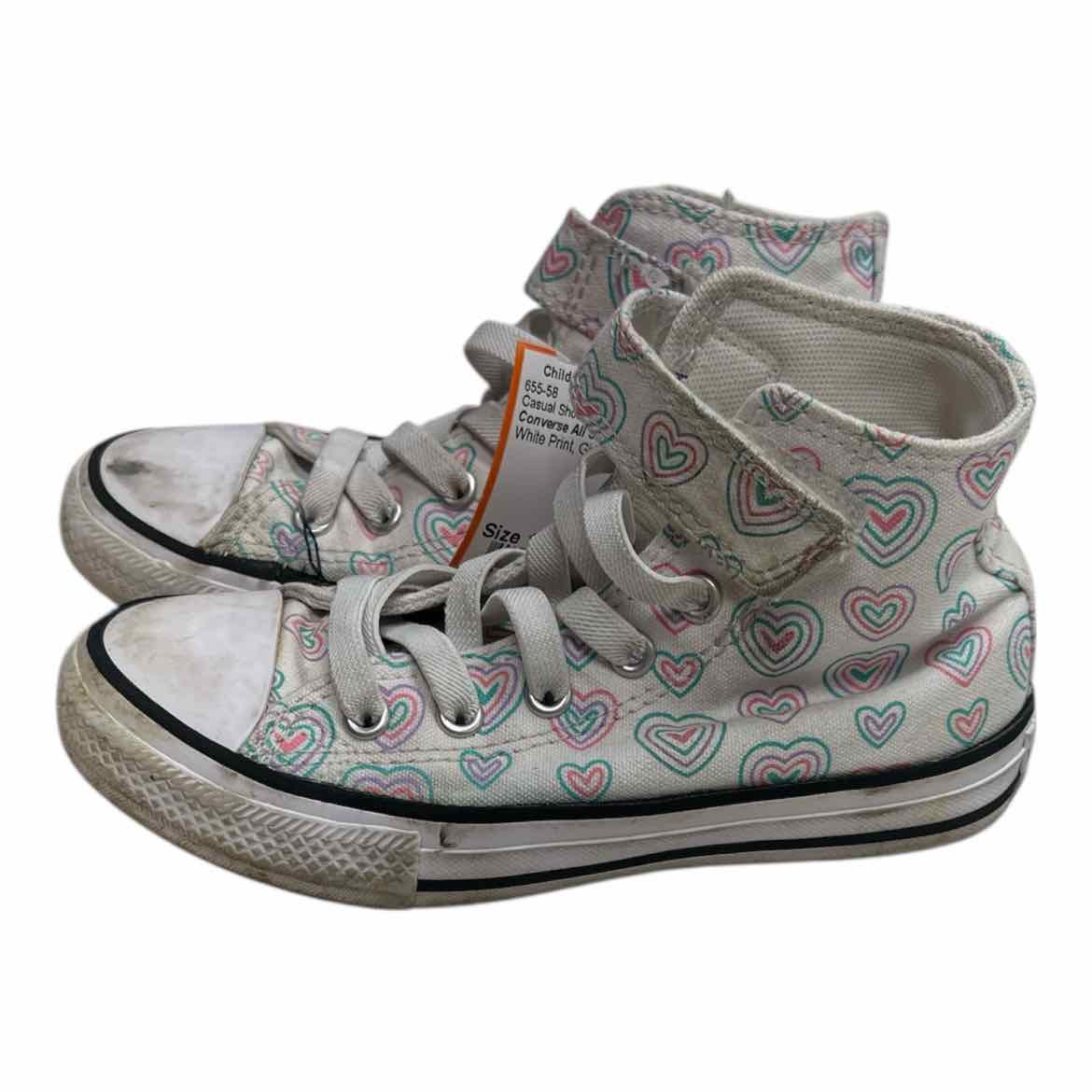 Converse All Star (B) White Print Youth Shoe Size 12 (Youth) Girl's Casual Shoes