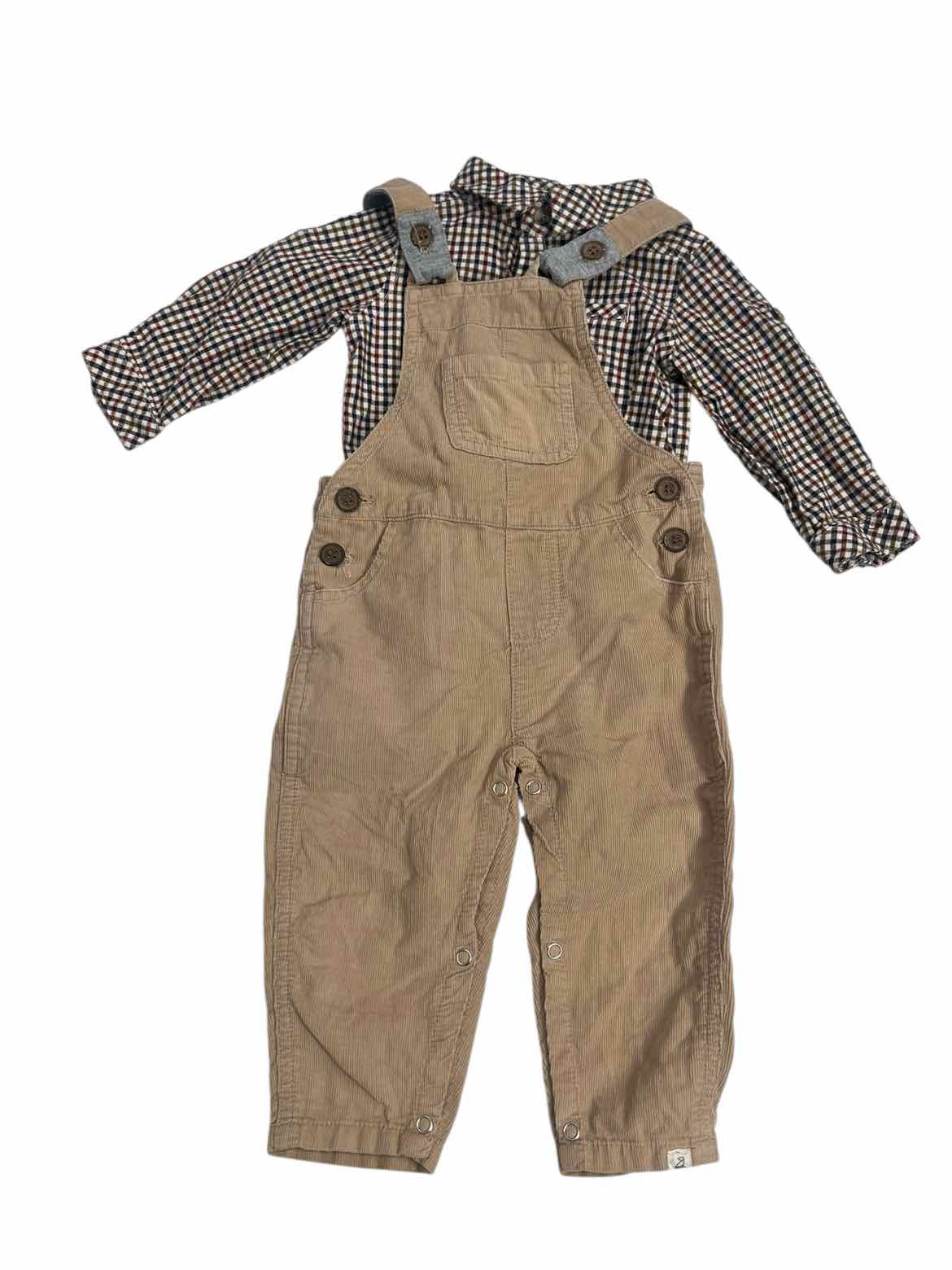 B Brand Plaid Newborn Size 6-12 MO 2PCOverallPant