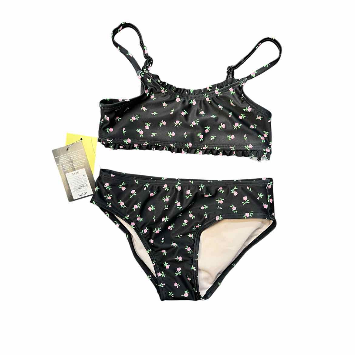Art Class (D) Black Print Youth Size 8 Girl's 2PCSwimwear