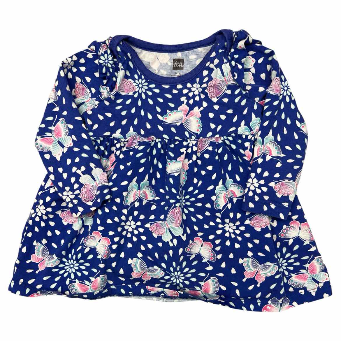 Tea Collection (A) Blue Print Infant Size 6-9 MO Girl's CasualDress