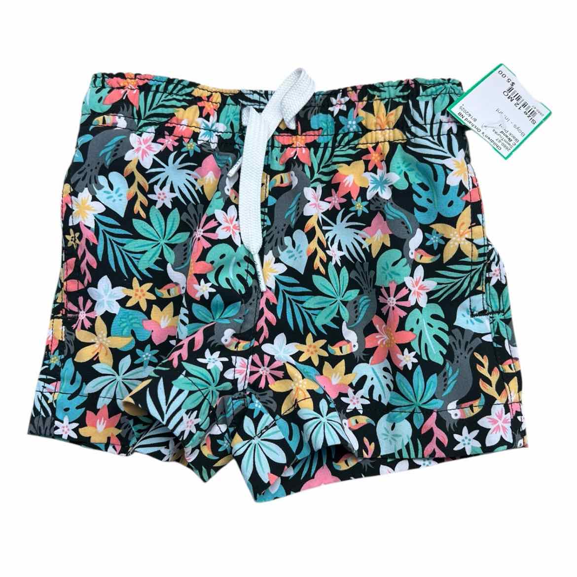 C Brand Black Print Infant Size 12 MO Boy's SwimTrunks