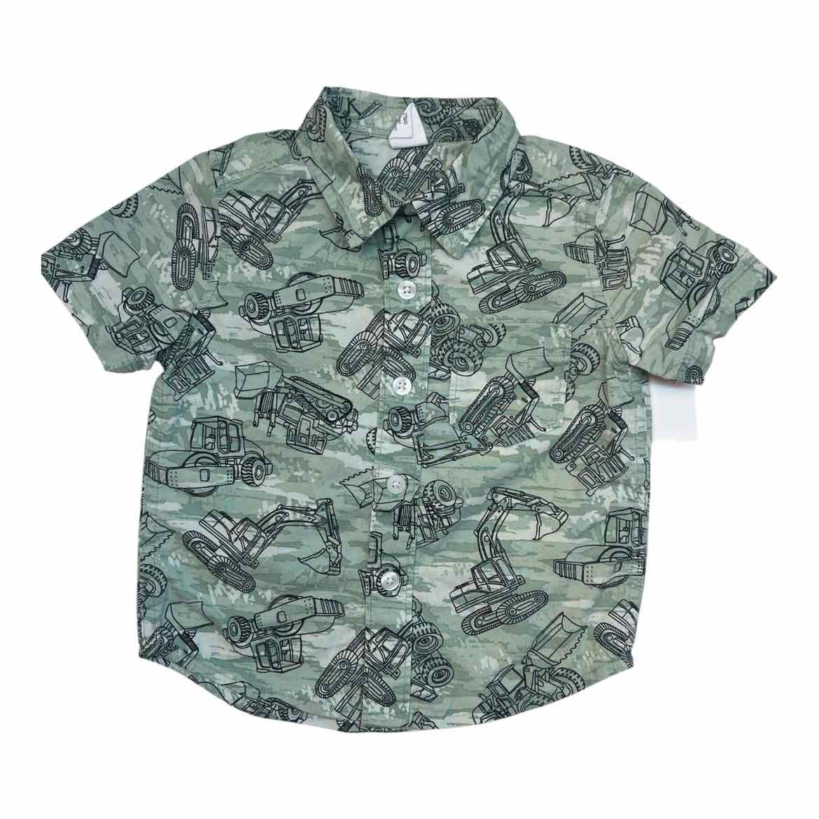 Gap (B) Green Print Infant Size 12-18 MO Boy's ButtondownSS