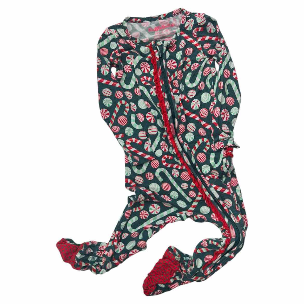 Ruffle Butts and Rugg (B) Green Print Infant Size 12-18 MO 1PCSleepwear