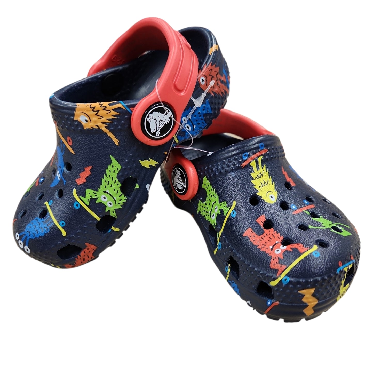 Crocs (B) Navy Print Toddler Shoe Size 4 (Toddler) Boy's Casual Shoes