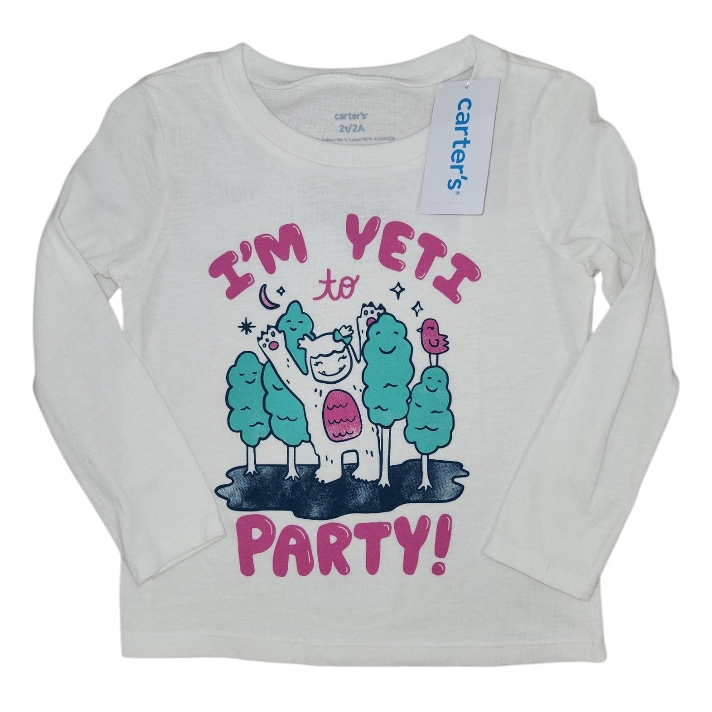 Carters (C) White Toddler Size 2T Girl's LSTopBasic