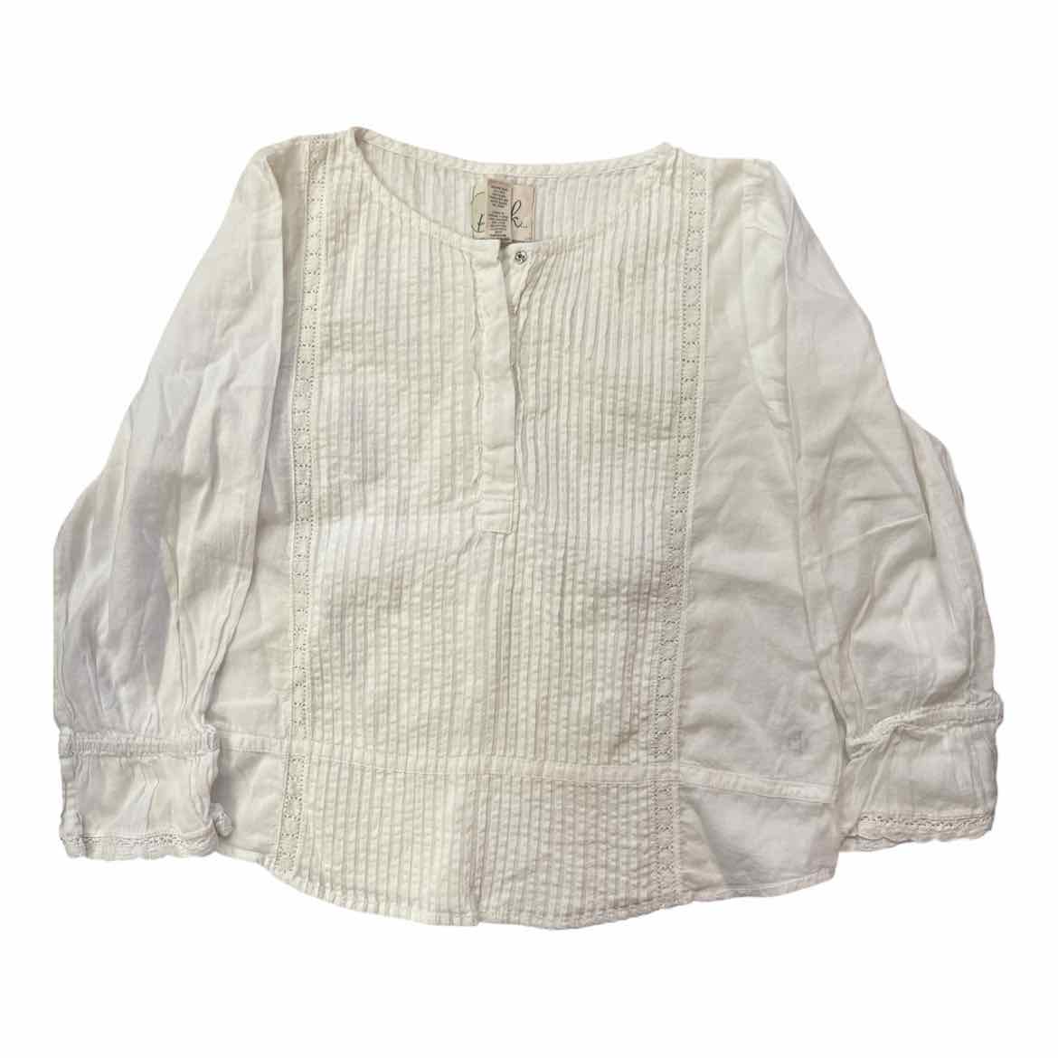 Peek (A) White Youth Size 8 Girl's LSTop