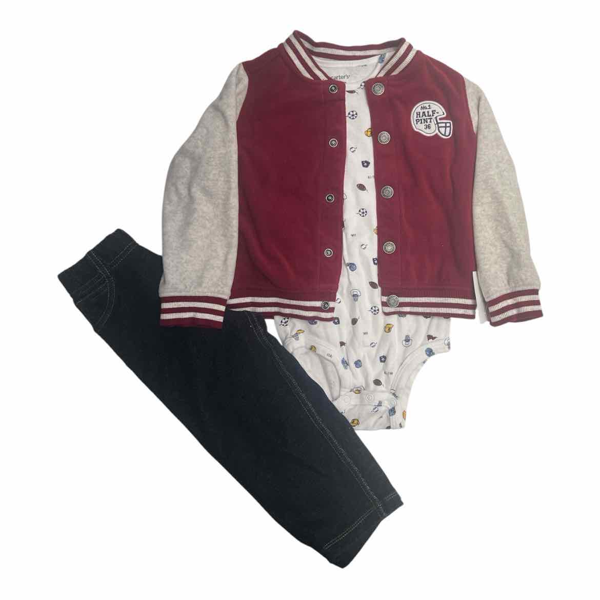 Carters (C) Maroon Infant Size 24 MO Boy's 3PC Casual