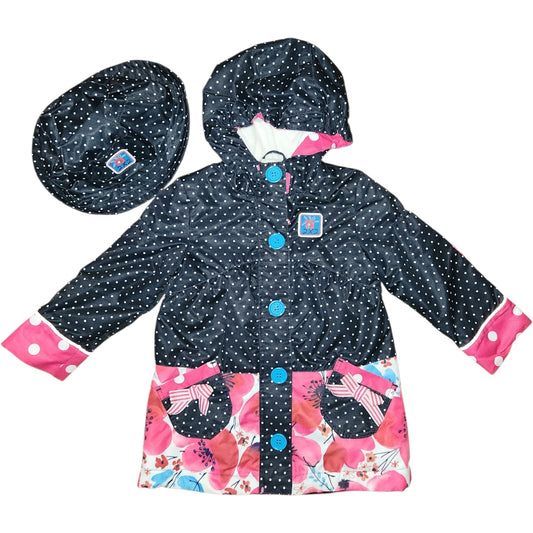 Deux Par Deux (A) Black Print Infant Size 18 MO Girl's Rain Coat