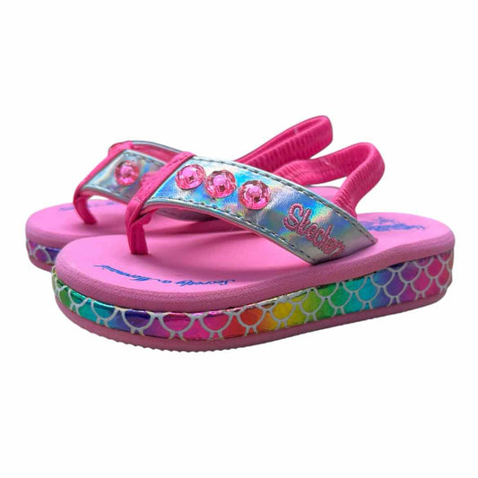 Skechers (B) Pink Toddler Shoe Size 6 (Toddler) Girl's Flip Flops