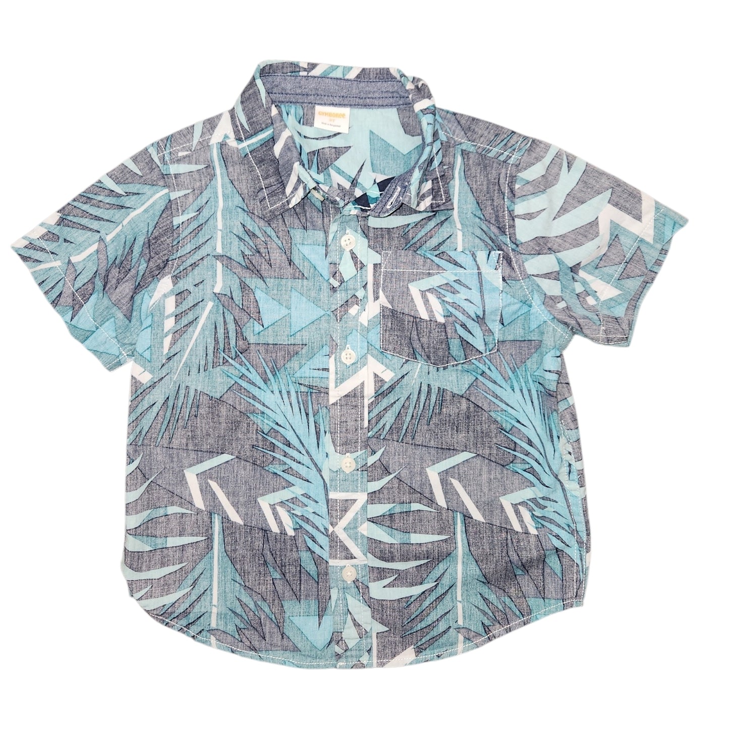 Gymboree (C) Blue Print Toddler Size 3 Boy's ButtondownSS