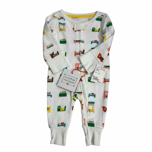 C Brand White Print Infant Size NB 1PCSleepwear