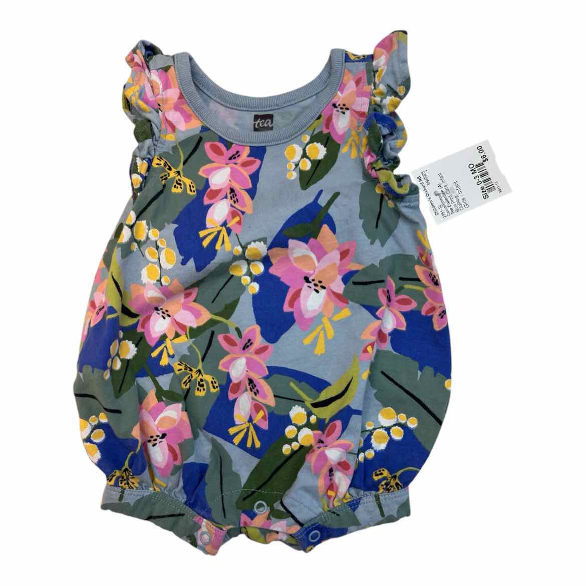 Tea Collection (A) Blue Print Infant Size 0-3 MO Girl's CasualRomper