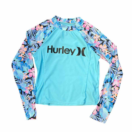Hurley (B) Blue Youth Size 10 Girl's SwimTop