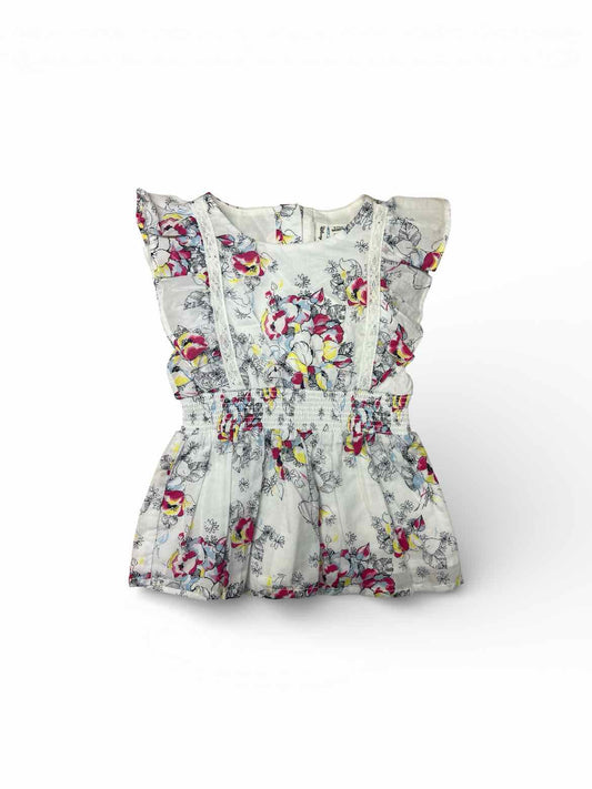 Janie and Jack (A) White Print Infant Size 3-6 MO Girl's CasualDress