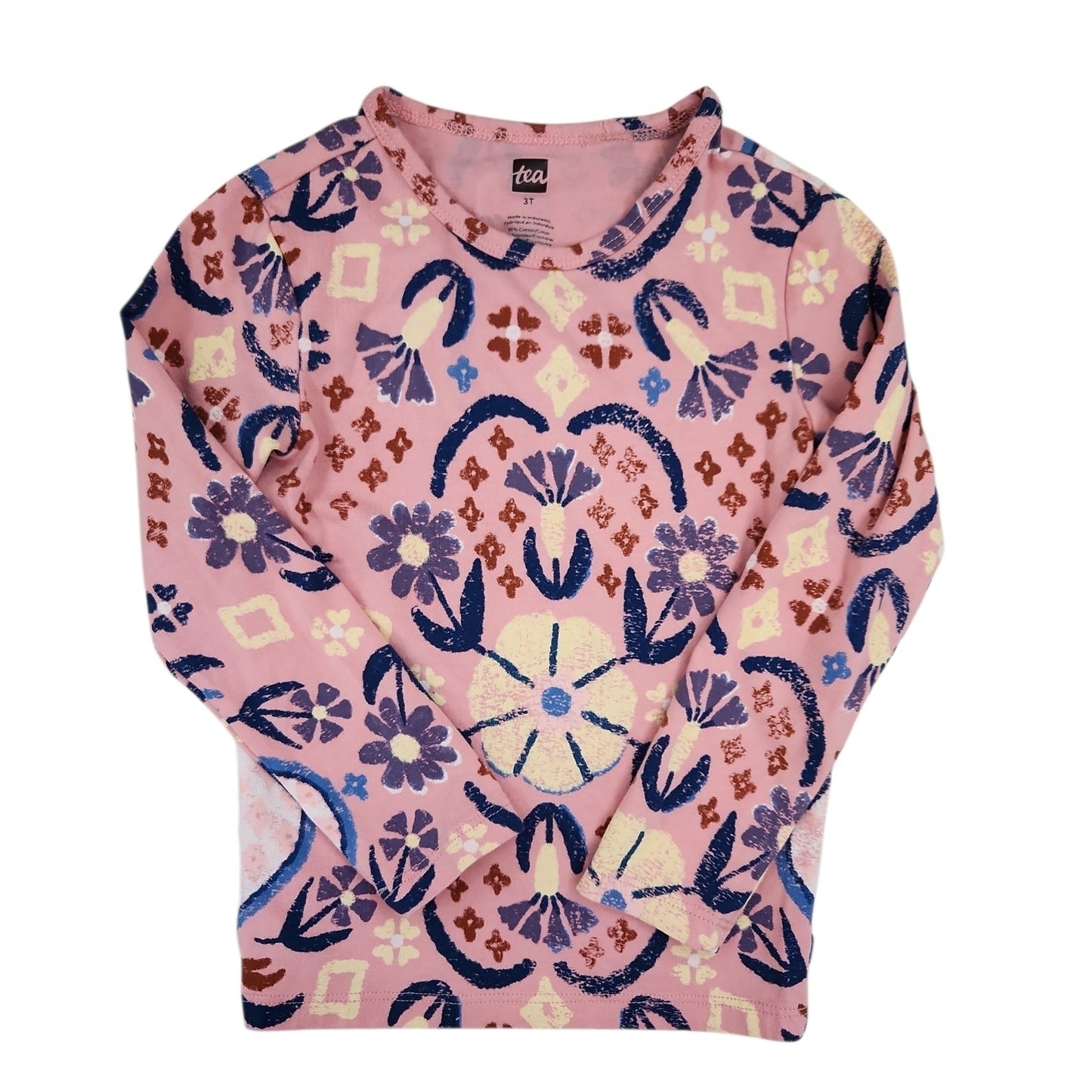 Tea Collection (A) Pink print Toddler Size 3 Girl's LSTopBasic