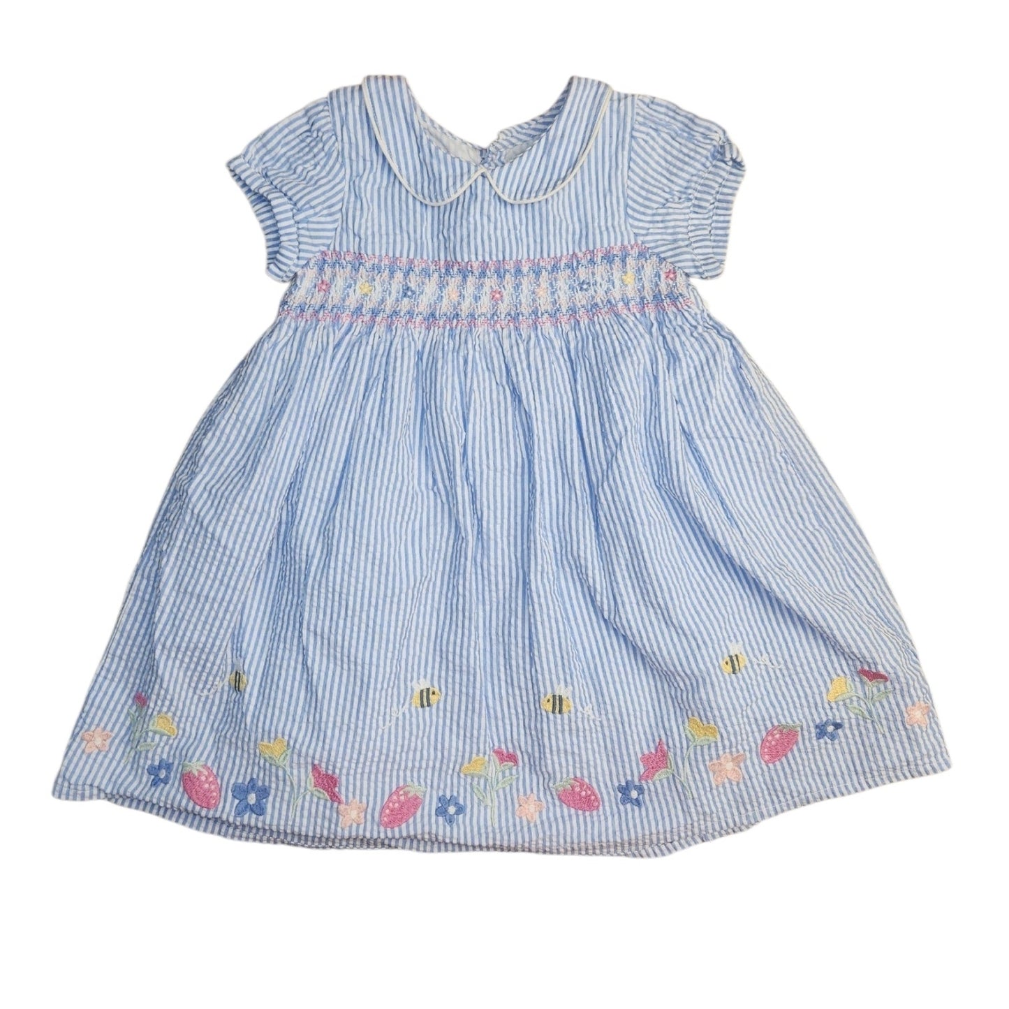 JoJo Maman Bebe (A) Blue Infant Size 12-18 MO Girl's PartyDress