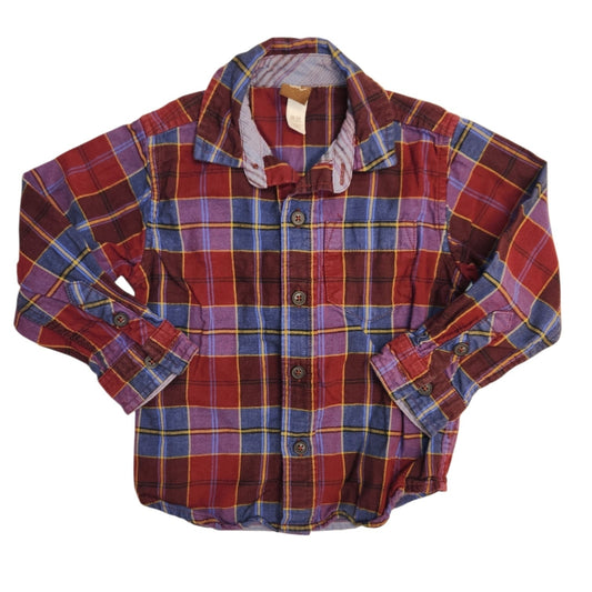 Tea Collection (A) Maroon Infant Size 18-24 MO Boy's ButtondownLS