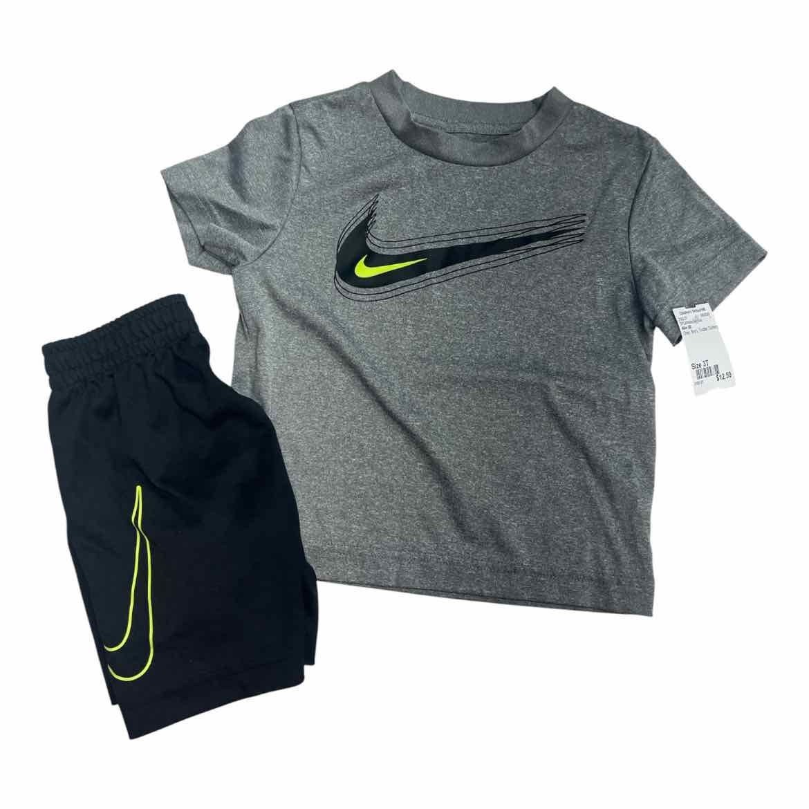 Nike (B) Grey Toddler Size 3T Boy's 2PCAthleticShortSuit