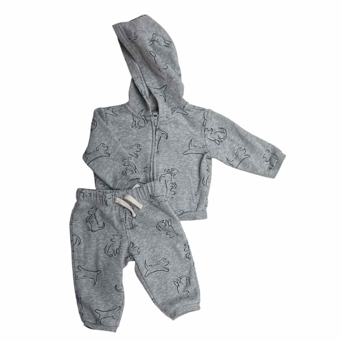 Carters (C) Grey print Infant Size 6 MO Boy's 2PC Casual