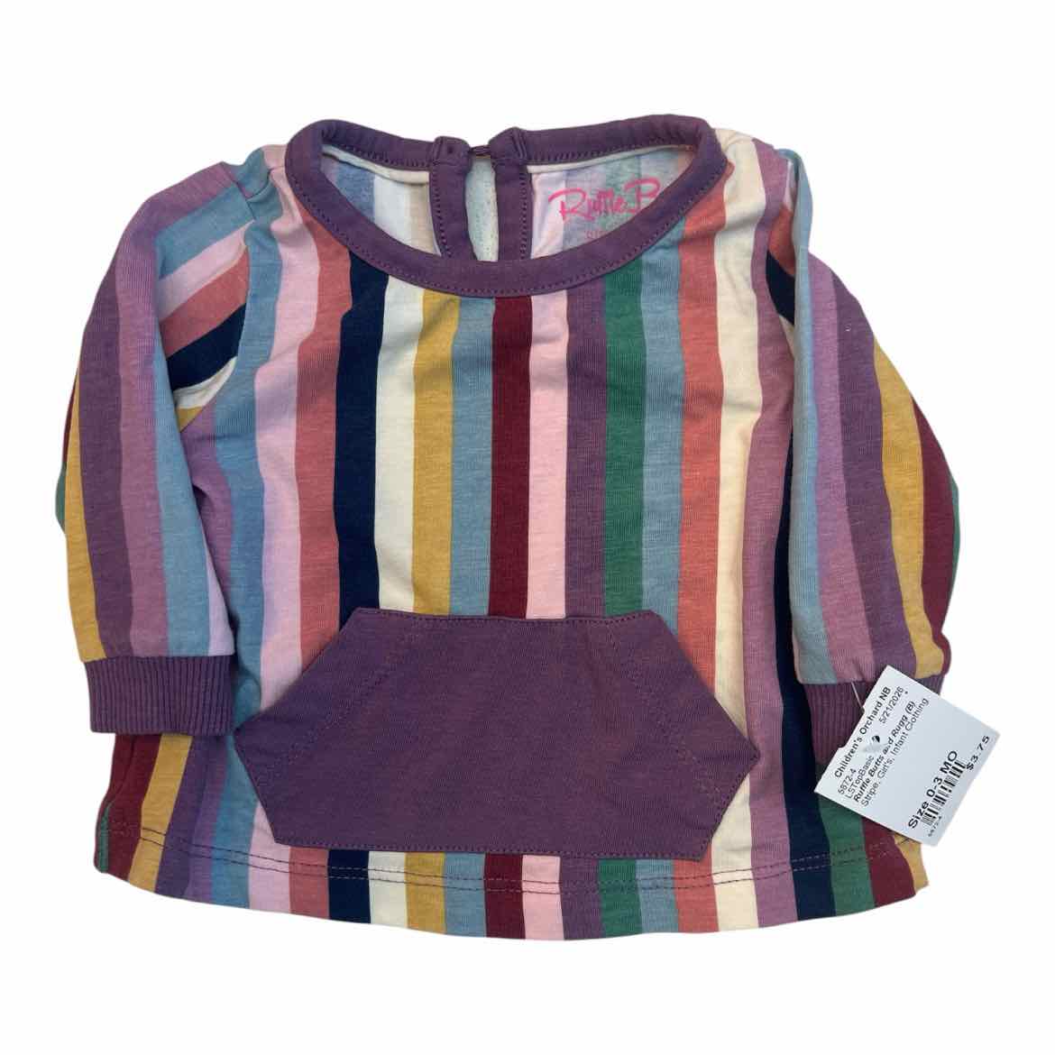 Ruffle Butts and Rugg (B) Stripe Infant Size 0-3 MO Girl's LSTop