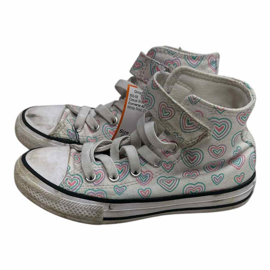 Converse All Star (B) White Print Youth Shoe Size 12 (Youth) Girl's Casual Shoes