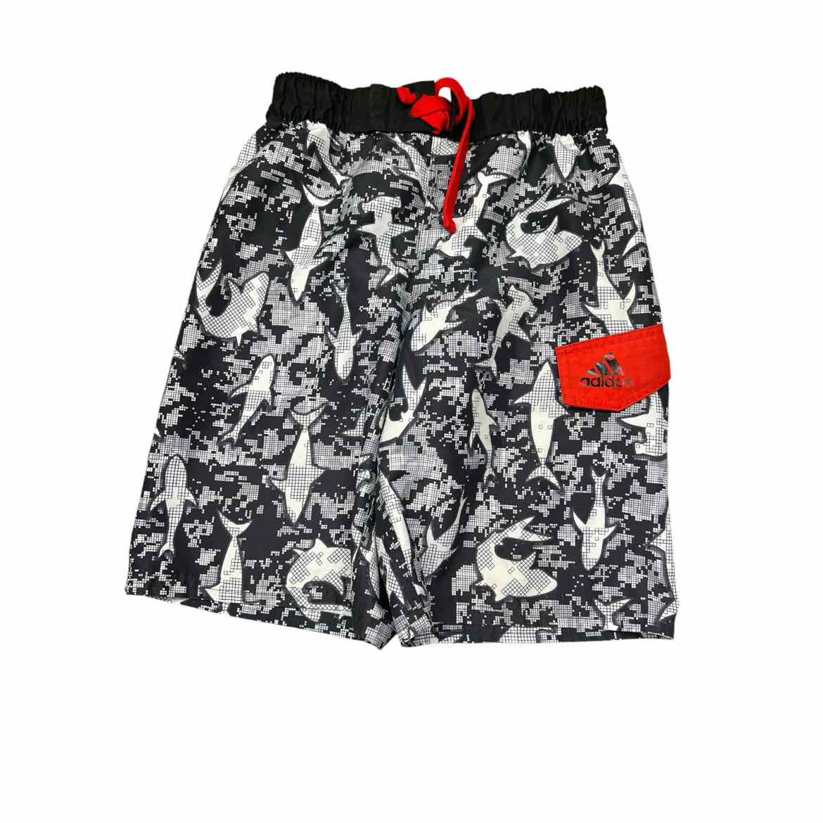 Adidas (B) Black Print Youth Size 10-11 Boy's SwimTrunks