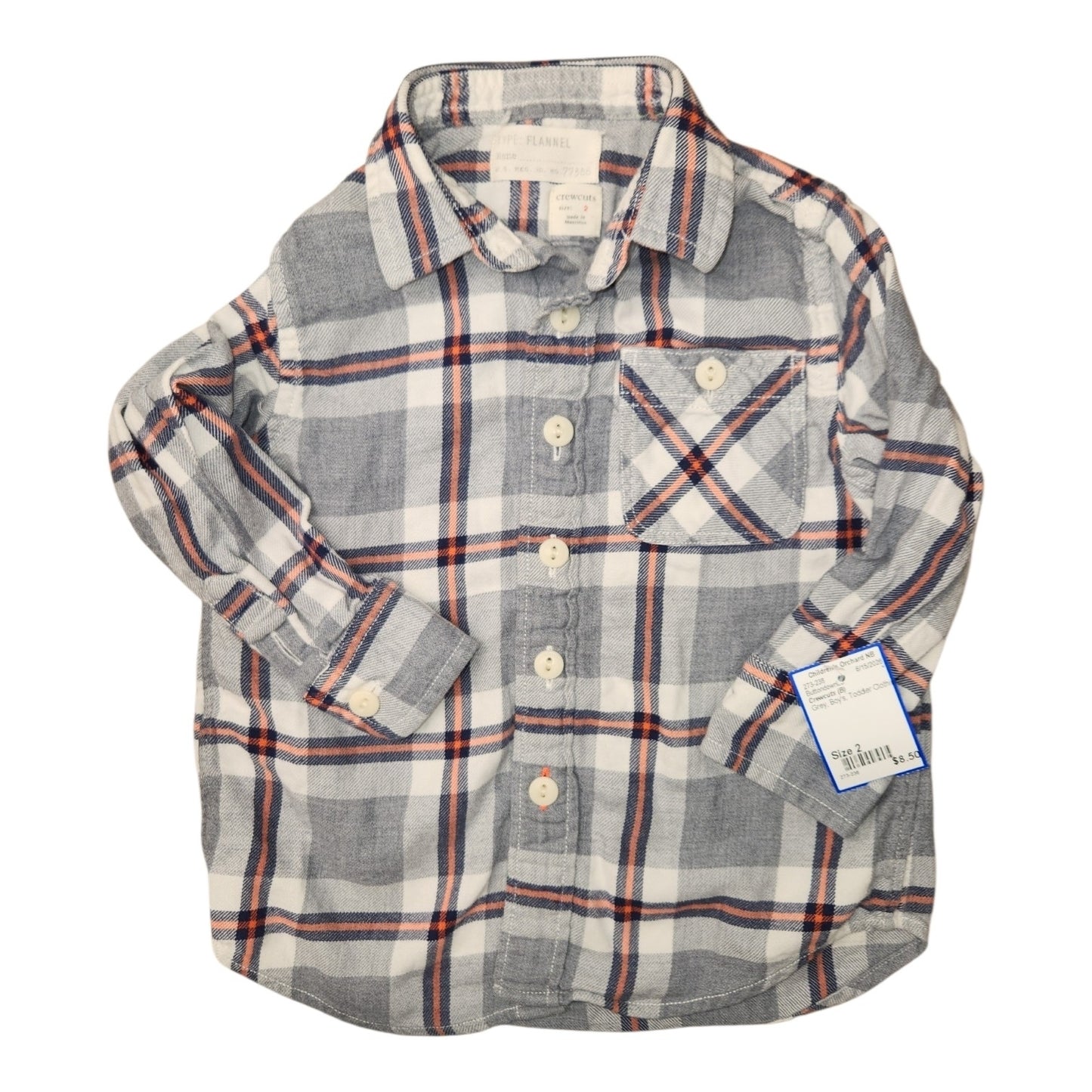 Crewcuts (B) Grey Toddler Size 2 Boy's ButtondownLS