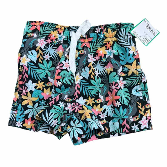 C Brand Black Print Infant Size 12 MO Boy's SwimTrunks