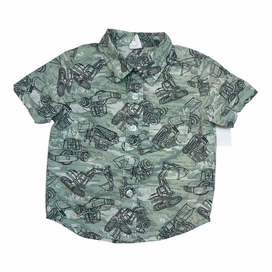 Gap (B) Green Print Infant Size 12-18 MO Boy's ButtondownSS