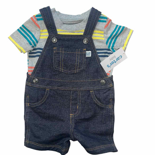 Carters (C) Grey Infant Size 9 MO Boy's 2PC Overall Short