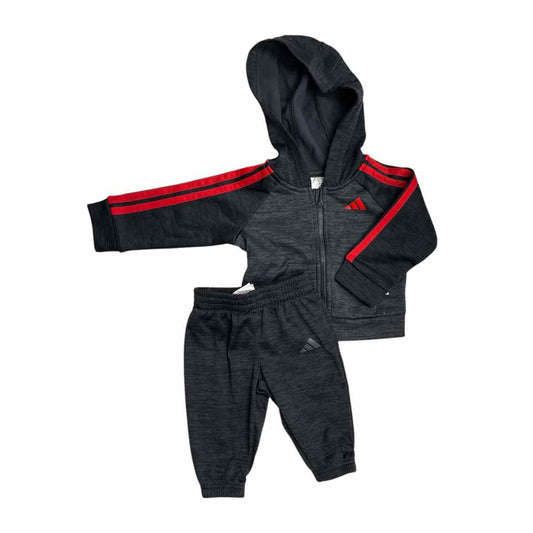 Adidas (B) Charcoal Infant Size 6 MO Boy's 2PC Athletic Pant Suit
