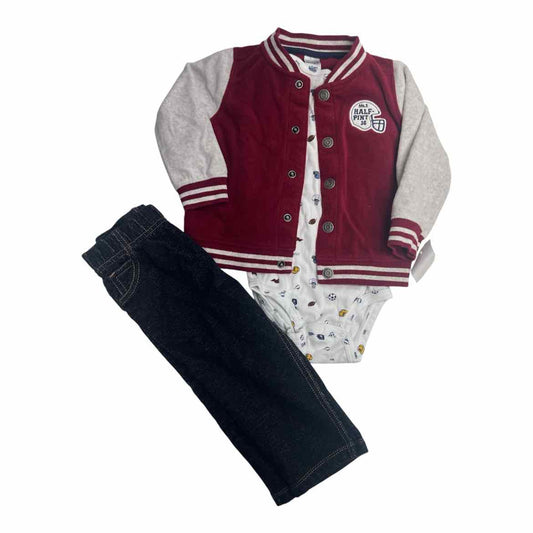 Carters (C) Maroon Infant Size 18 MO Boy's 3PC Casual