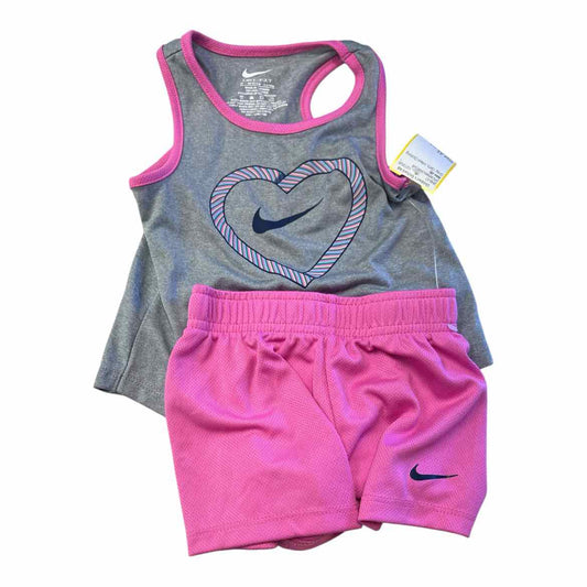 Nike (B) Grey Toddler Size 2T Girl's 2PCAthleticShortSuit
