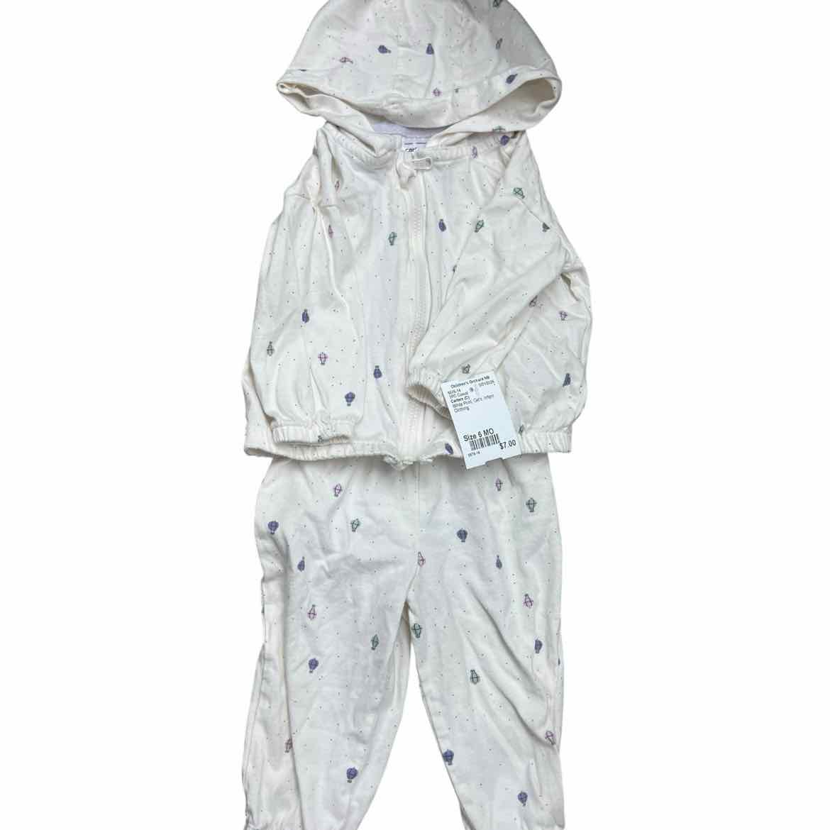 Carters (C) White Print Infant Size 6 MO Girl's 2PC Casual