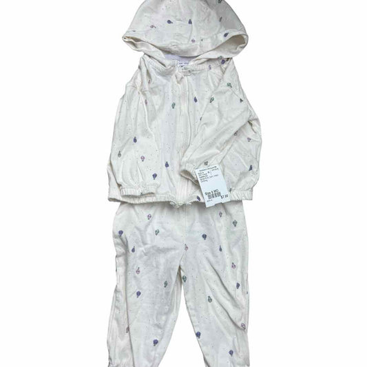 Carters (C) White Print Infant Size 6 MO Girl's 2PC Casual