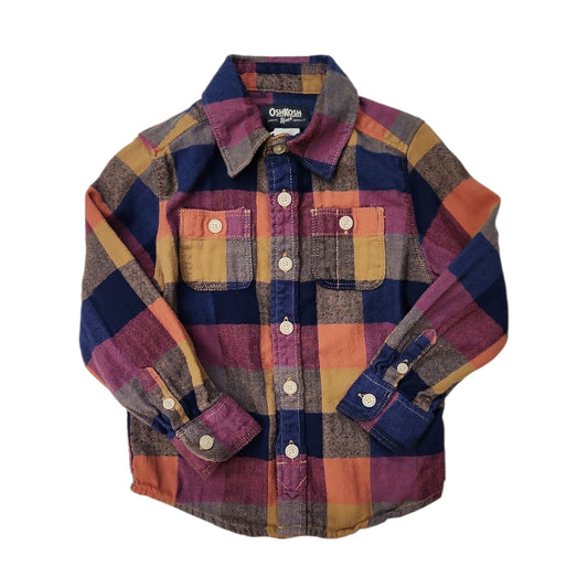 OshKosh BGosh (B) Plaid Toddler Size 2T ButtondownLS