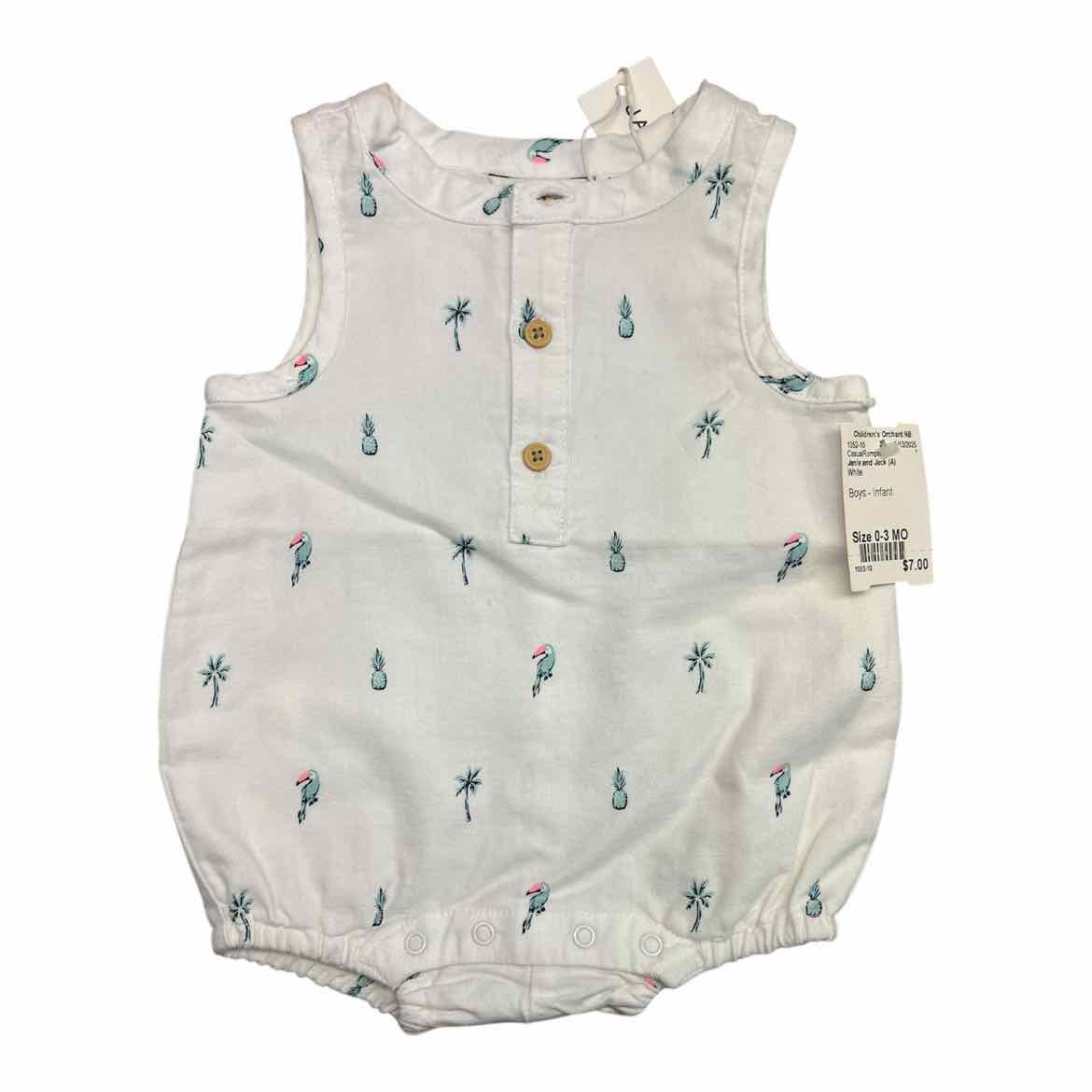 Janie and Jack (A) White Infant Size 0-3 MO CasualRomper