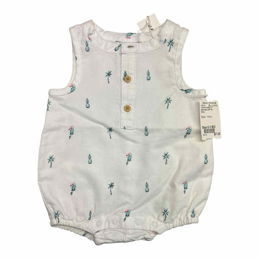 Janie and Jack (A) White Infant Size 0-3 MO CasualRomper