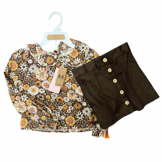 Rabbit + Bear (C) Brown Youth Size 6 Girl's 2PCCasual