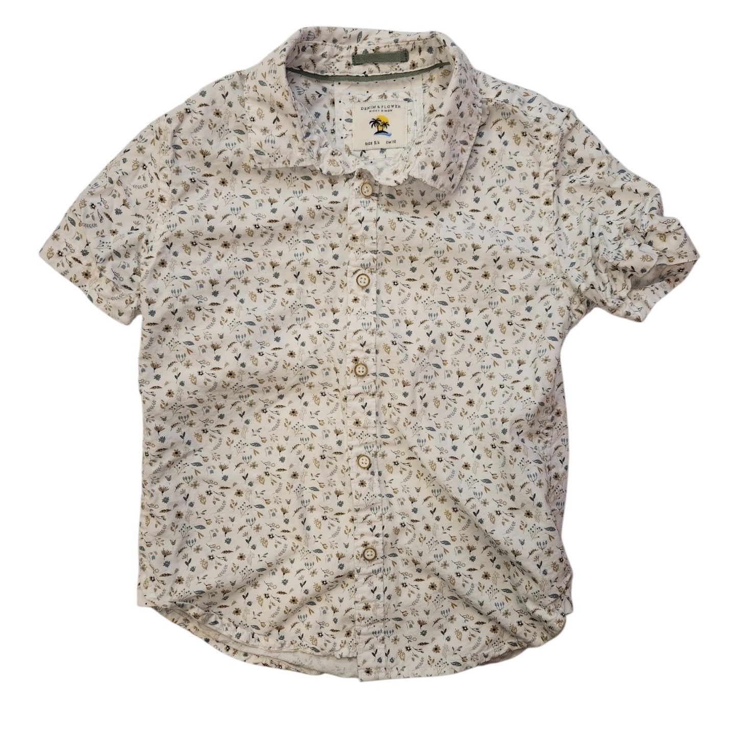 Denim & Flower (B) White Toddler Size 5-6 Boy's ButtondownSS
